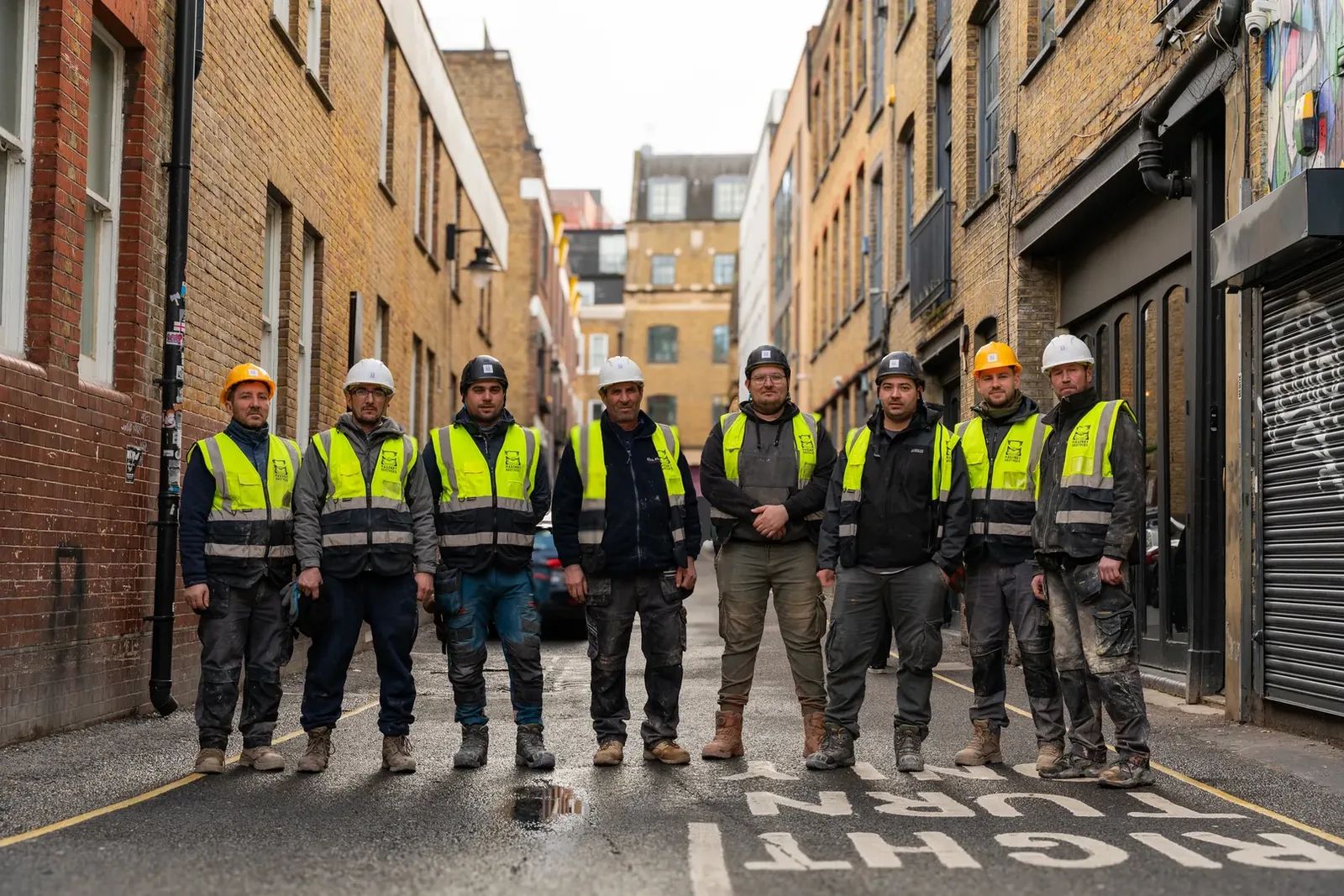 The full Masonry Brothers team on a London street